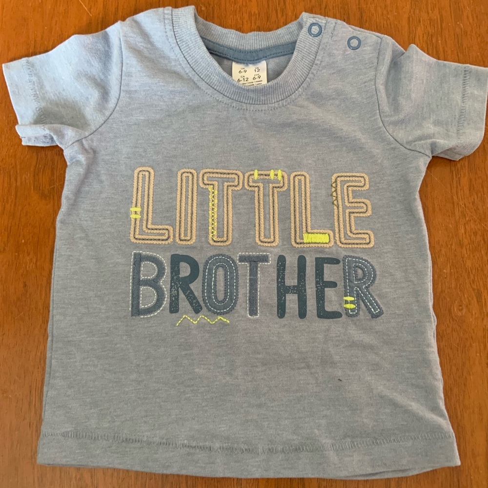 🍓3/$10 NWOT George Blue Short Sleeve Tee Little Brother Design size 6-12m